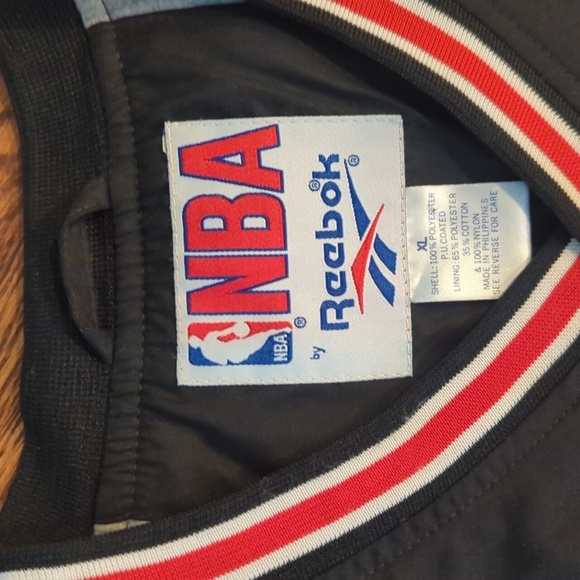 Vtg. NBA By Reebok Black Blazers Rare Pullover V Neck Lined Fleece Jacket Sz XL - Picture 2 of 11
